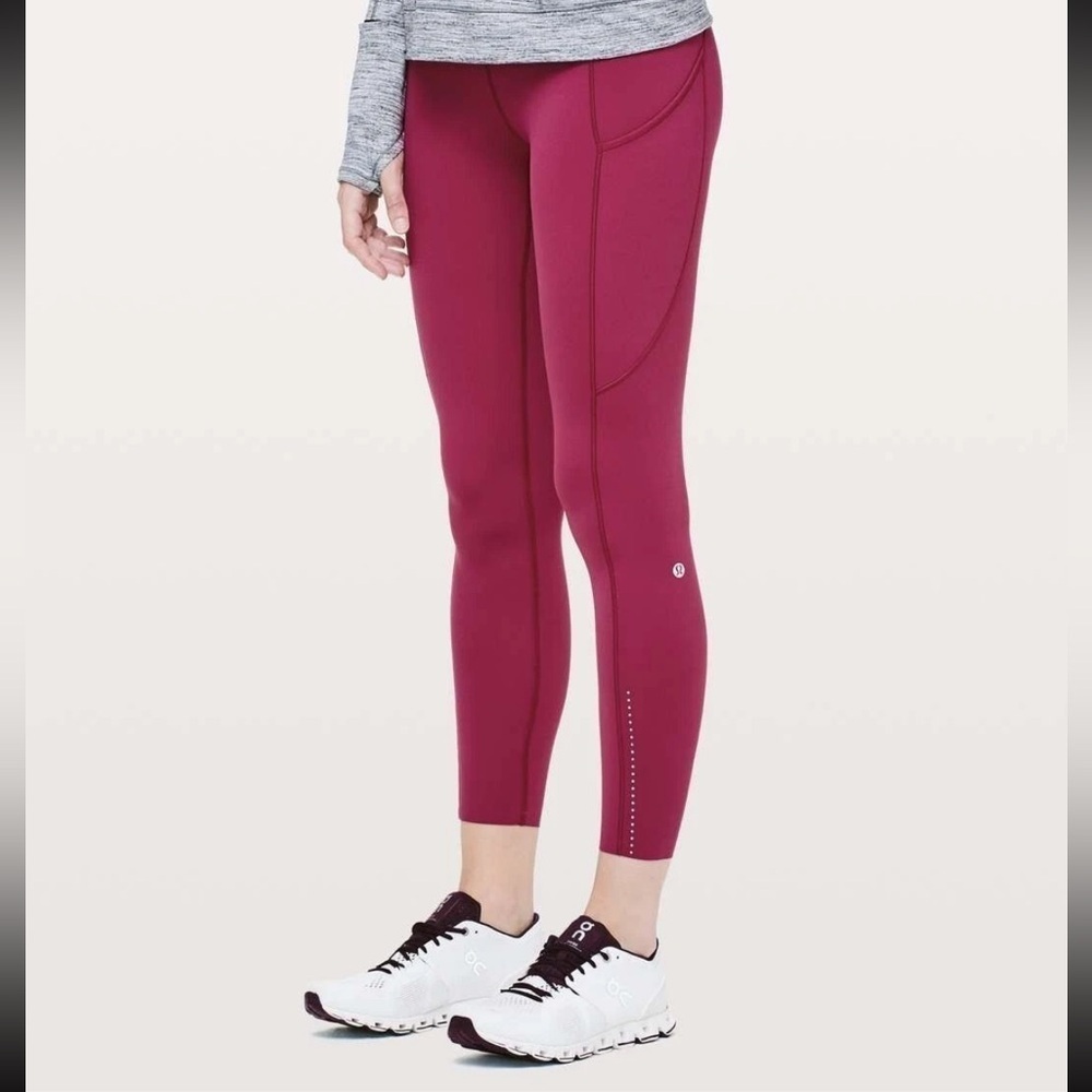 Lululemon Fast Free Tight II Leggings 6 Star Ruby Reflective Nulux 25" Pockets